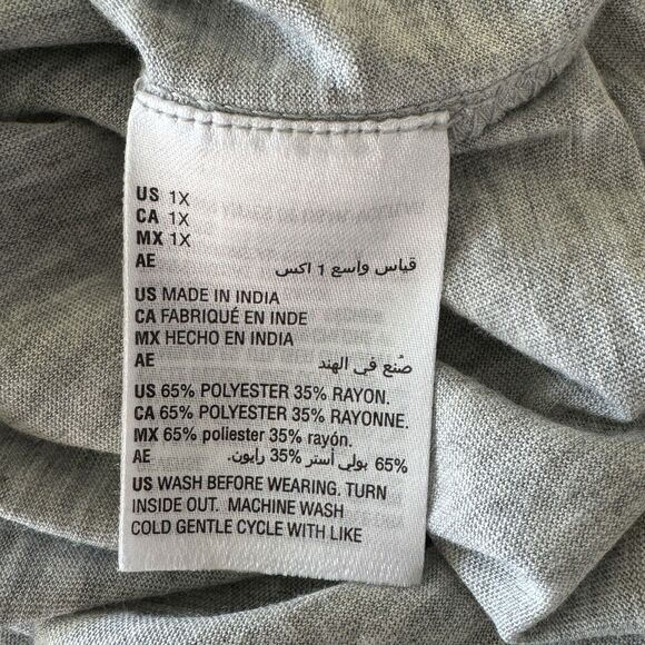 Style & Co 1X-Large Top Graphic Dolman Sleeve Scoop Neck Mountains Grey Heather - Picture 8 of 9